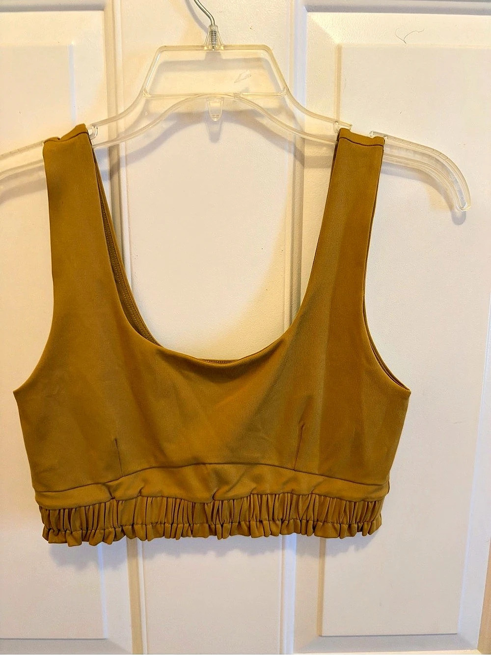 Fabletics Yellow Ruffle Hem Crop Top - Picture 2 of 3
